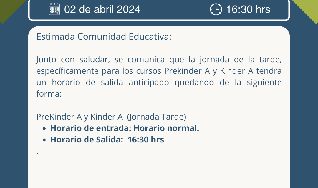 Salida Prekinder A & Kinder A Jornada Tarde