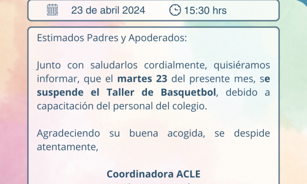 Suspensión Taller de Básquetbol