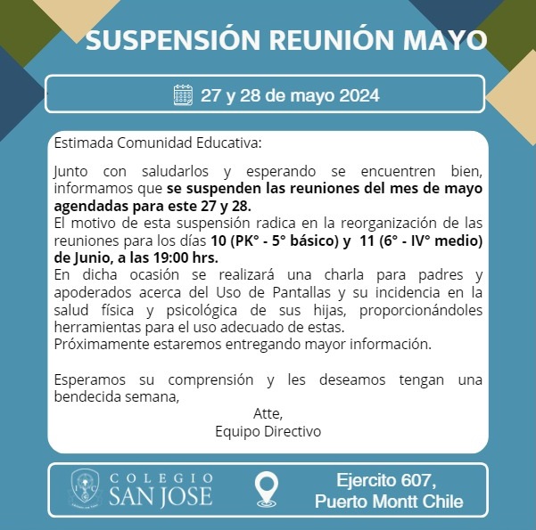 Suspensión Reunión de Mayo