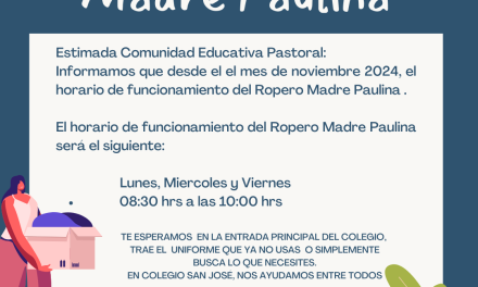 Nuevo horario Ropero Madre Paulina